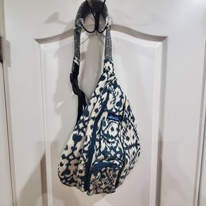 Kavu Rope Sling Bag Cotton Blue Cream Print